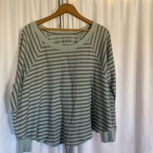 Aqua and grey striped We The Free top.